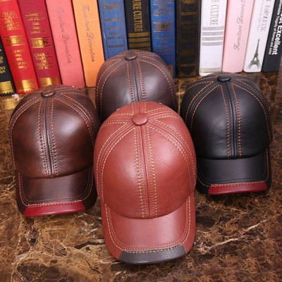 Newest design top quality unisex inside satin lined baseball leather cap