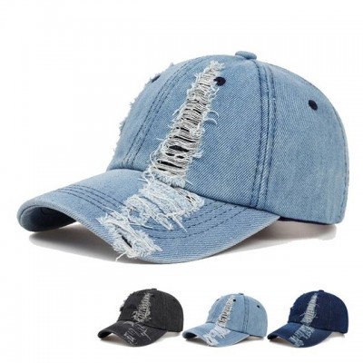 Customized Cheap Vintage Fashion Denim Washed Distressed Dad Hat And Cap Men And Women Baseball Cap